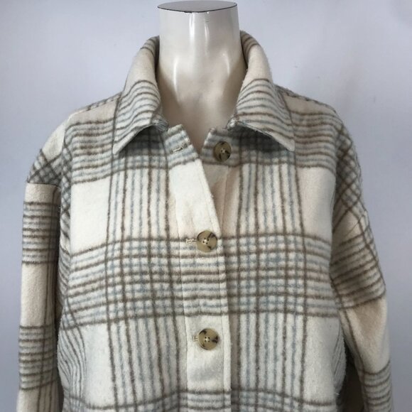 J. JILL ~ WOMENS MEDIUM ~ CREAM BUTTON UP SHIRT JACKET SHACKET - Picture 2 of 7